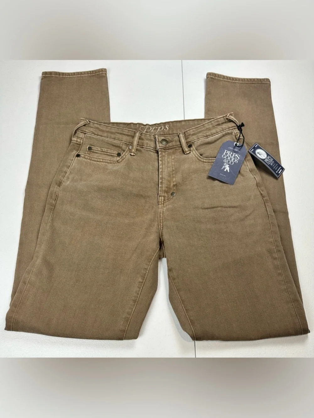PRPS Le Sabre Jeans Men’s 28x33 Brown Slim Straight Fit Japanese Denim‎ NWT